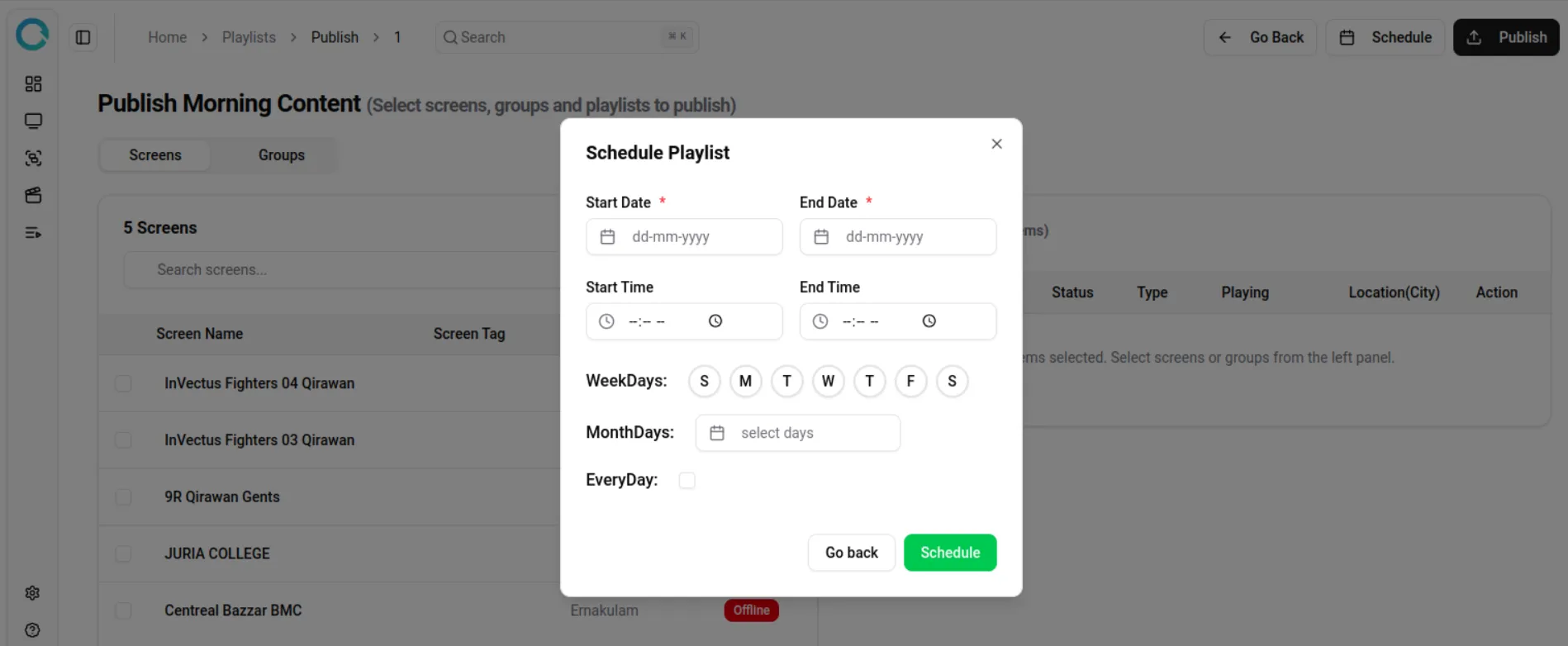 Schedule Playlists